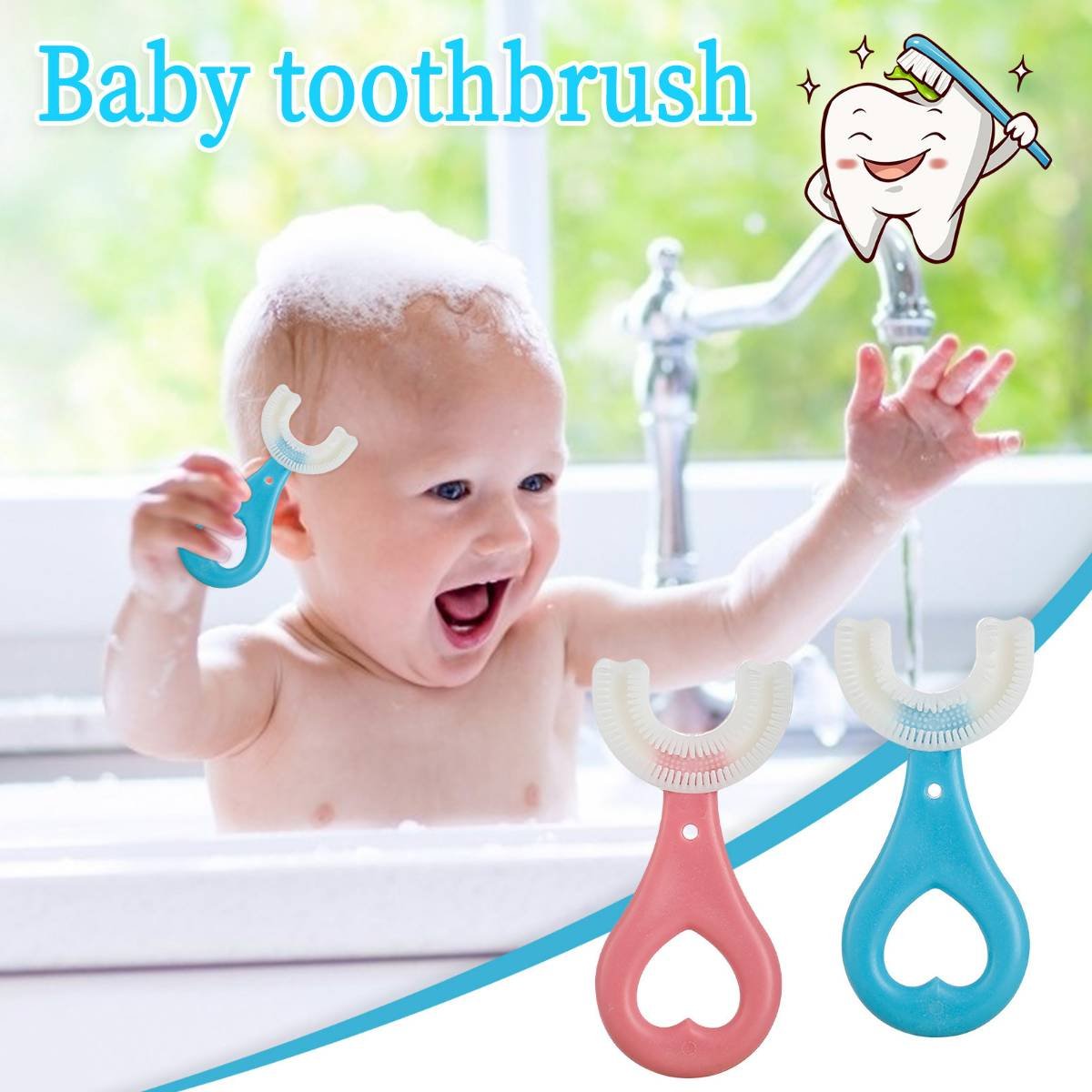 Best Baby U-Shaped Silicone Manual Toothbrush – 360° Soft Bristle Toothbrush for Toddlers & Kids Dental Cleaning