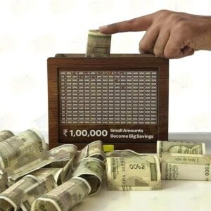Elegant Wooden Piggy Bank for Kids & Adults – Handcrafted Coin Box with Carved Design & Number Lock -1