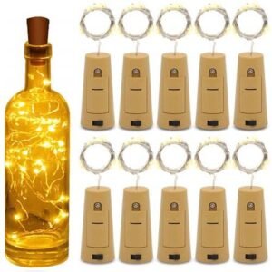 Cork bottle light, Mini Copper Wire, 20 LED Battery Operated String Decorative Fairy Lights (Pack of 2, Warm White)