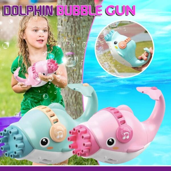 Battery Operated Dolphin Gatling Bubble Gun Toy for Kids(Multi Colour).