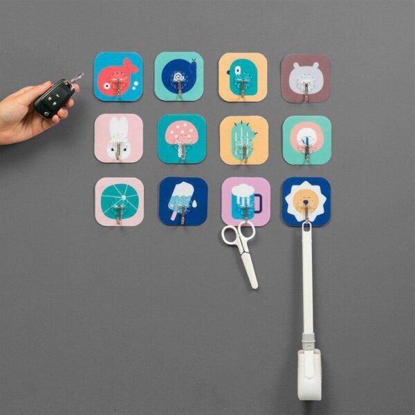 Printed self adhesive hook pack of 12