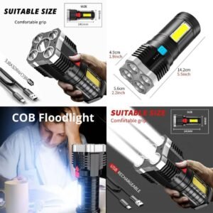 Unique four cob torch  heavy duty rechargeable