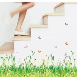 New Fancy Butterfly with Grass Wallpaper – 3D Decorative Wall Sticker for Home & Office Décor