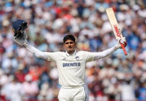 Shubman Gill celebrates double century India Edgbaston Test 2025