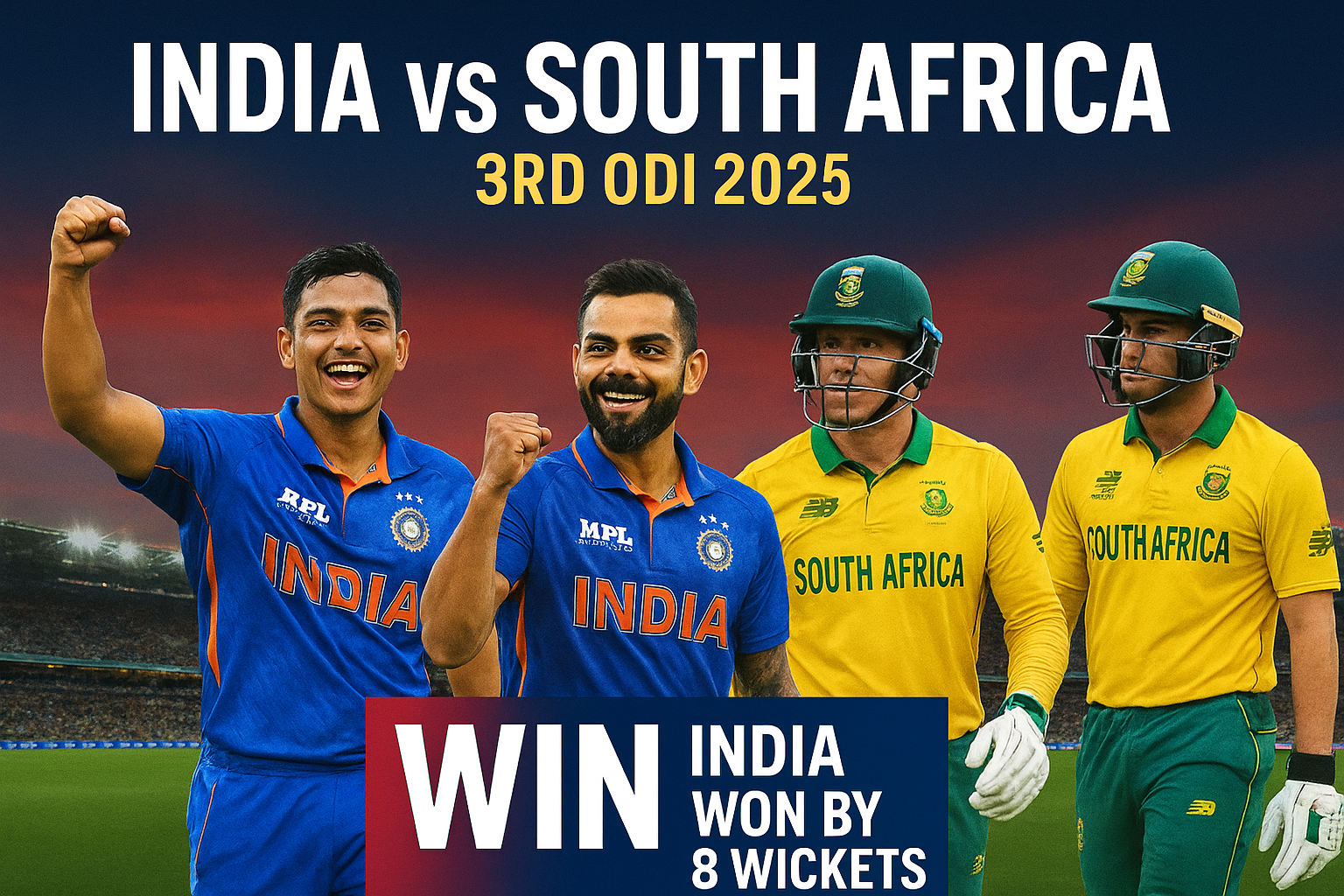 India vs South Africa 3rd ODI 2025: India Clinch Series 2–1 with Jaiswal’s Heroic Ton & Kohli’s Classy Finish