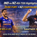 IND vs NZ 4th T20I Highlights: Dube’s 65 in Vain as New Zealand Beat India by 50 Runs