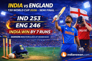 India vs England T20 World Cup 2026 Semi Final: Samson’s 89 Saves India, Bethell’s 105 Goes in Vain as India Enter T20 World Cup Final