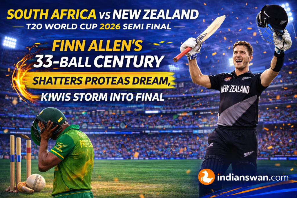 South Africa vs New Zealand T20 World Cup 2026 Semi Final: Finn Allen’s 33-Ball Century Shatters Proteas Dream, Kiwis Storm Into Final