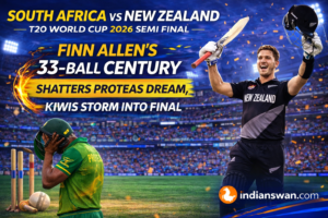 Home 27 South Africa vs New Zealand T20 World Cup 2026 Semi Final: Finn Allen’s 33-Ball Century Shatters Proteas Dream, Kiwis Storm Into Final