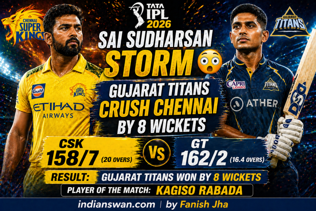 CSK vs GT IPL 2026: Sai Sudharsan Storm 😳 | Gujarat Titans Crush Chennai by 8 Wickets