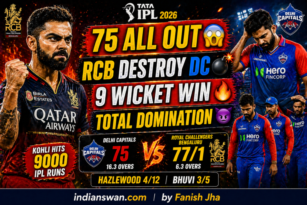 DC vs RCB IPL 2026 😱 | 75 ALL OUT 💀 | 9 WICKET WIN 🔥 | Kohli Creates HISTORY & DC Collapse 💣