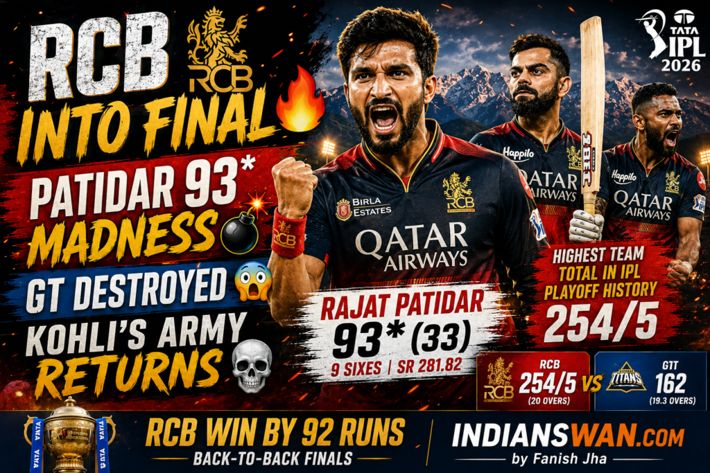 RCB vs GT Qualifier 1 IPL 2026: RCB Storm Into IPL 2026 Final After Destroying GT By 92 Runs In Qualifier 1