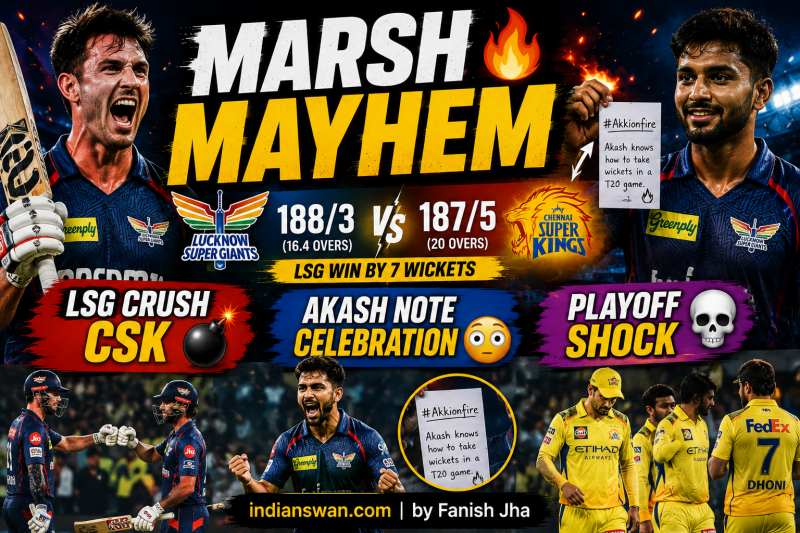 LSG vs CSK IPL 2026: Mitchell Marsh 90 Powers Lucknow To Dominant Win Over Chennai