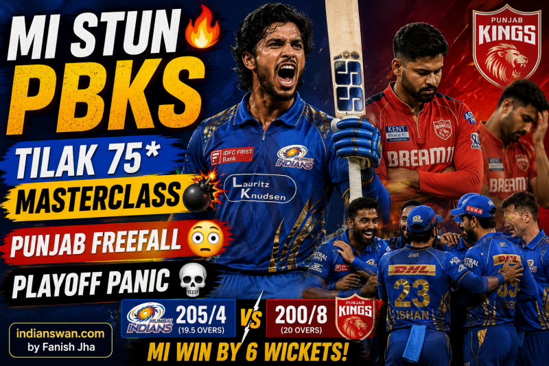PBKS vs MI IPL 2026 Highlights: Tilak Varma 75* Powers Mumbai Indians To Stunning Chase