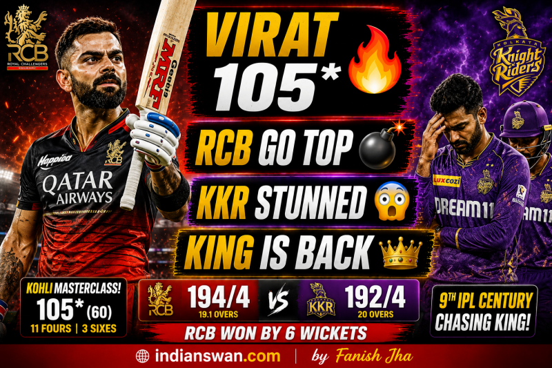 RCB vs KKR IPL 2026 Highlights: Virat Kohli 105* Takes Bengaluru To Top Of Table