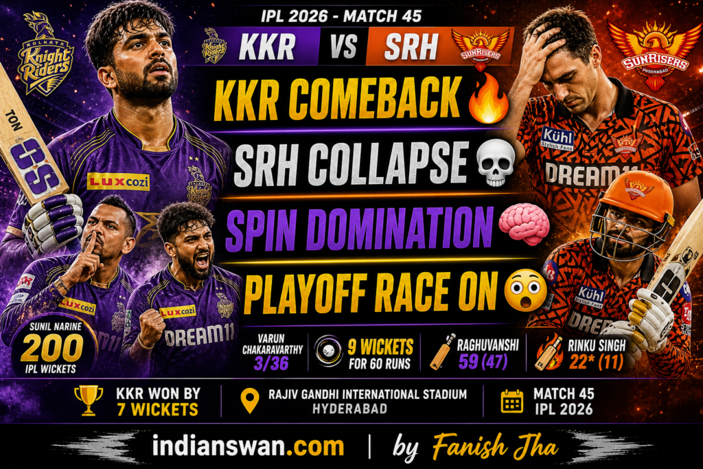SRH vs KKR IPL 2026: Varun-Narine Spin Magic Ends SRH Streak | Raghuvanshi 59 Se KKR Ki Jeet