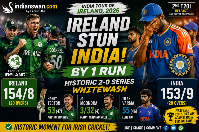Ireland vs India 2nd T20I 2026 Match Report: Ireland Stun India by 1 Run to Seal Historic 2-0 T20I Series Whitewash
