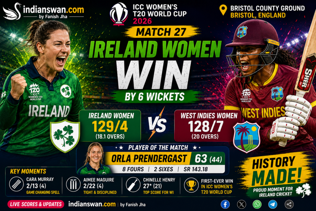 West Indies Women vs Ireland Women Match 27 Highlights: Ireland Women Stun West Indies by 6 Wickets | ICC Women's T20 World Cup 2026
