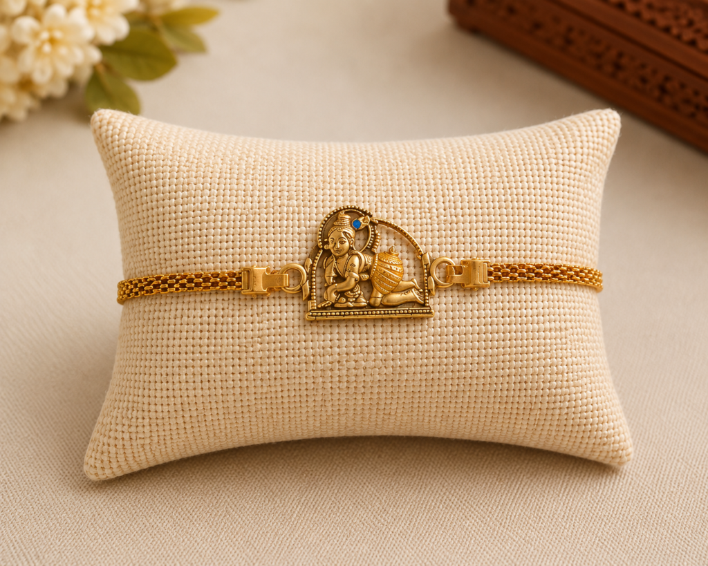 Designer Mix Rakhi for Brother | Gold-Tone Bracelet Style | Krishna, Ganesh & More